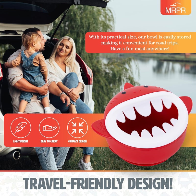 MRPR Chompers Silicone Shark Bowl - Baby & Toddler Suction-bowl - BPA-Free, Microwave & Dishwasher safe - Mess-Free Mealtime - Fun & Durable Snack-bowl for Kids - Strong Suction, Travel-Friendly - Image 5